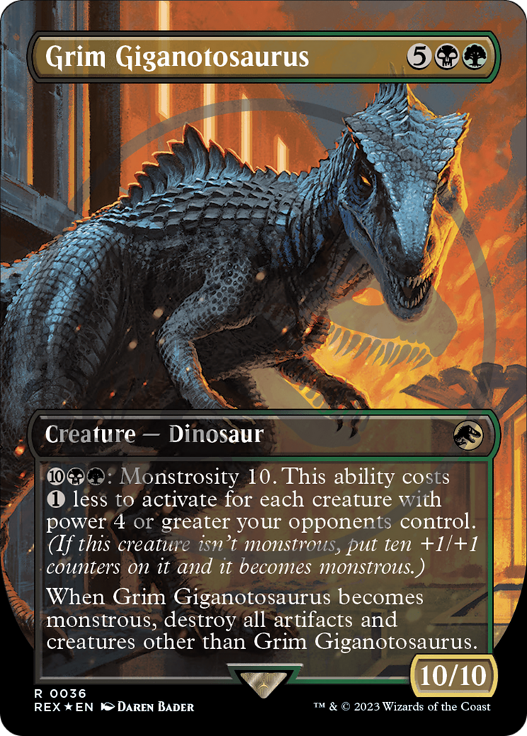 Grim Giganotosaurus Emblem (Borderless) [Jurassic World Collection Tokens] | Amazing Games TCG