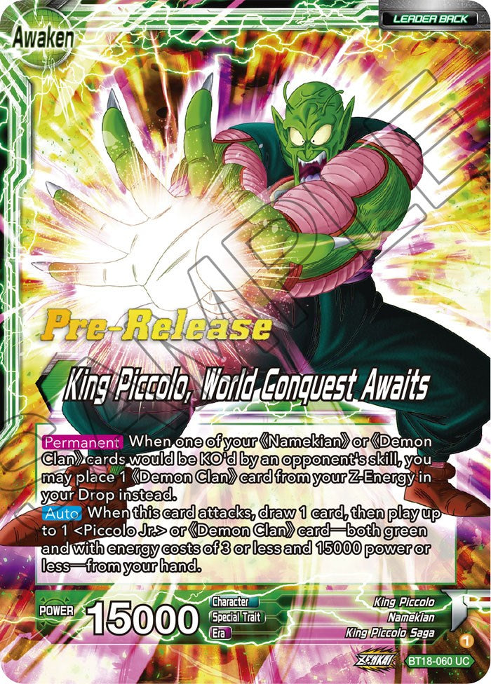 King Piccolo // King Piccolo, World Conquest Awaits (BT18-060) [Dawn of the Z-Legends Prerelease Promos] | Amazing Games TCG