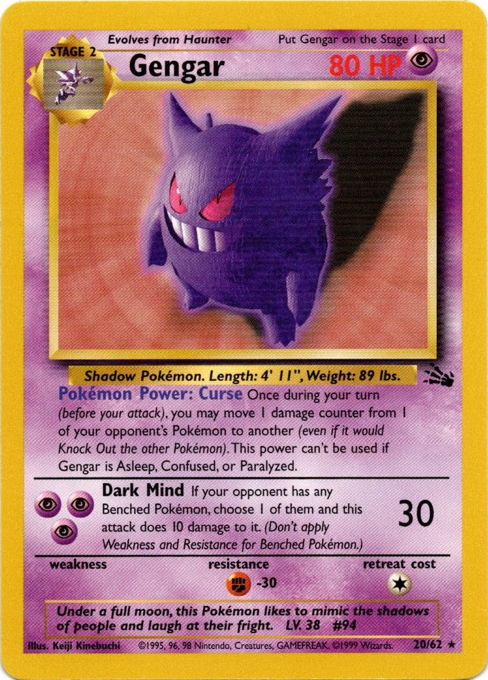 Gengar (20/62) [Fossil Unlimited] | Amazing Games TCG