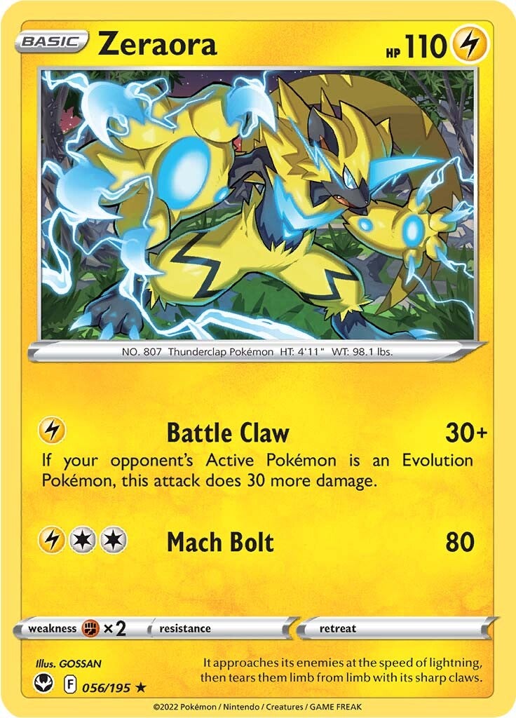 Zeraora (056/195) [Sword & Shield: Silver Tempest] | Amazing Games TCG