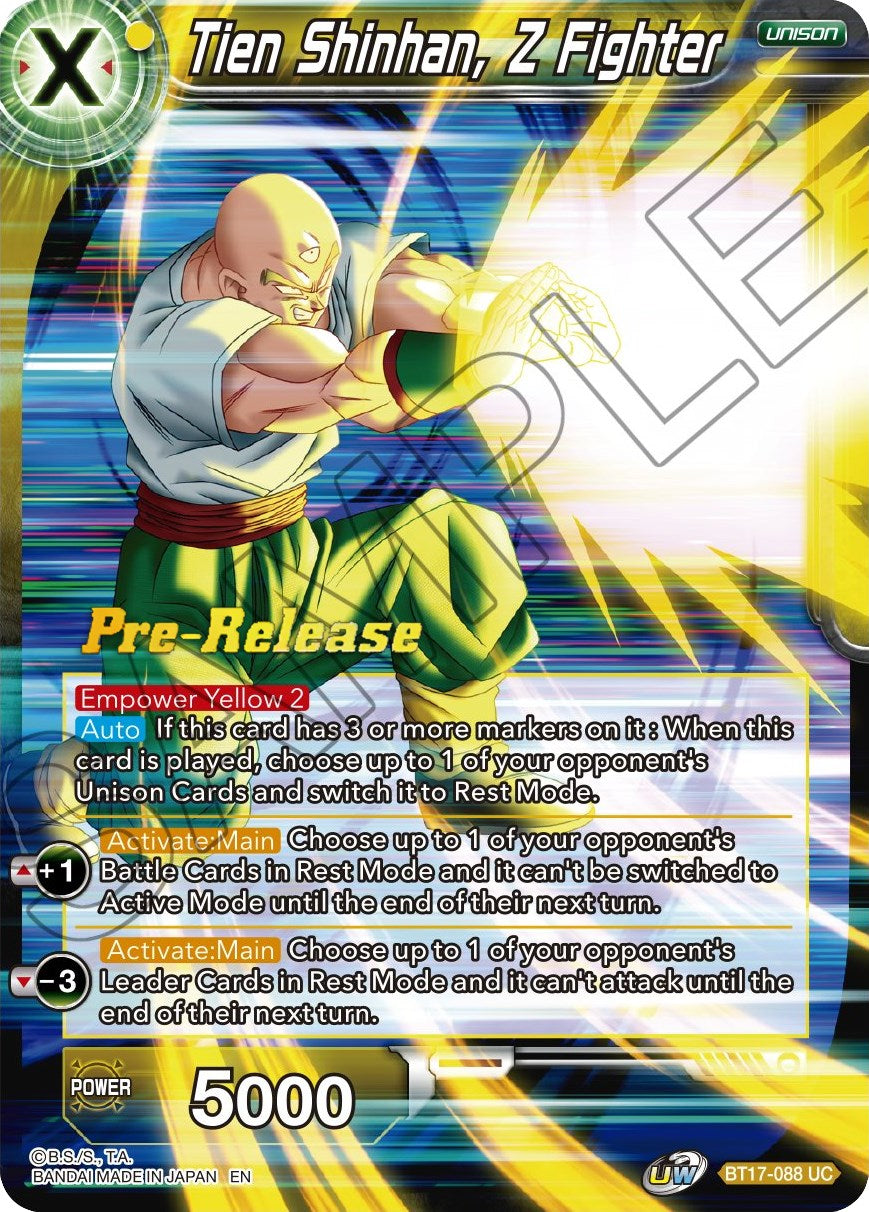 Tien Shinhan, Z Fighter (BT17-088) [Ultimate Squad Prerelease Promos] | Amazing Games TCG