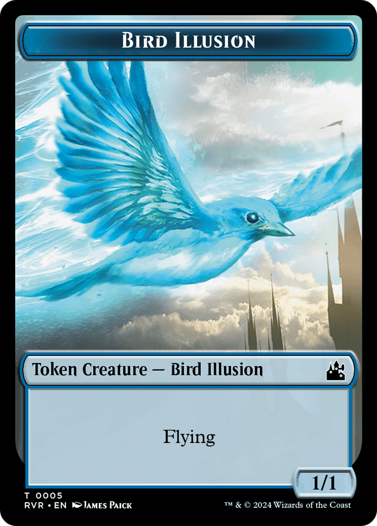 Spirit (0018) // Bird Illusion Double-Sided Token [Ravnica Remastered Tokens] | Amazing Games TCG