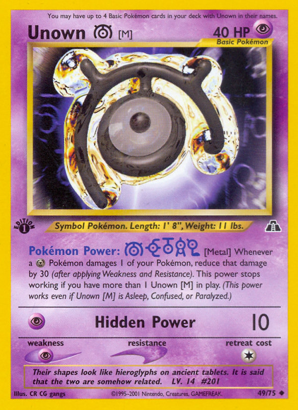 Unown [M] (49/75) [Neo Discovery 1st Edition] | Amazing Games TCG