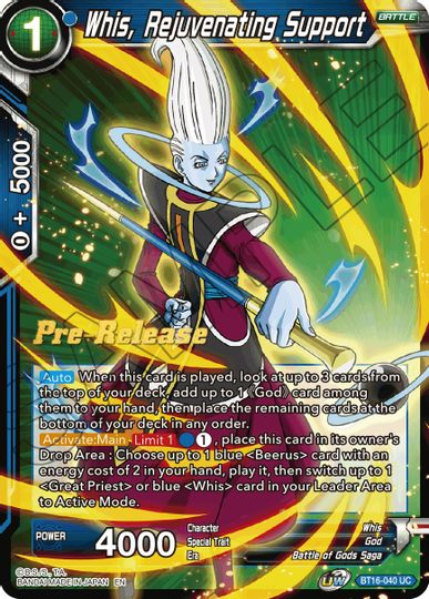 Whis, Rejuvenating Support (BT16-040) [Realm of the Gods Prerelease Promos] | Amazing Games TCG