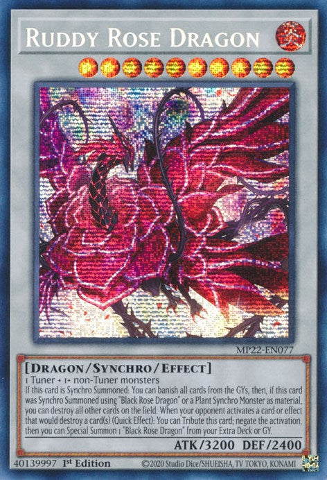 Ruddy Rose Dragon [MP22-EN077] Prismatic Secret Rare | Amazing Games TCG