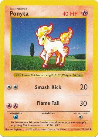 Ponyta (60/102) [Base Set Shadowless Unlimited] | Amazing Games TCG