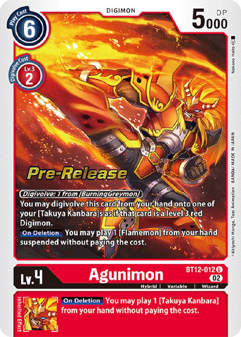 Agunimon [BT12-012] [Across Time Pre-Release Cards] | Amazing Games TCG