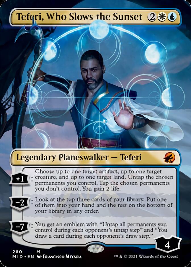 Teferi, Who Slows the Sunset (Borderless) [Innistrad: Midnight Hunt] | Amazing Games TCG