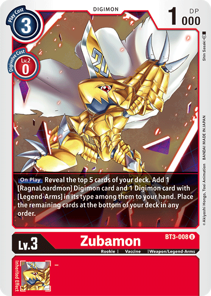 Zubamon [BT3-008] [Release Special Booster Ver.1.5] | Amazing Games TCG