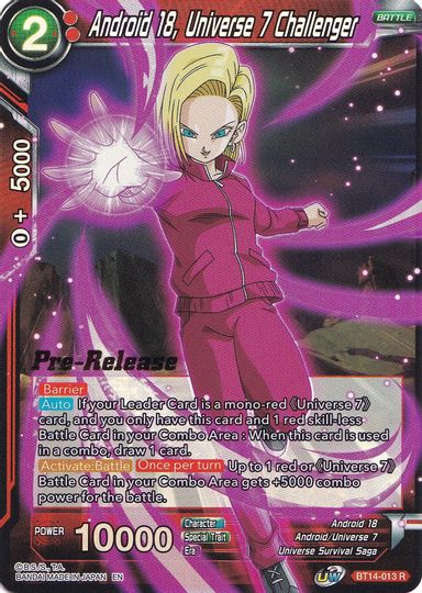 Android 18, Universe 7 Challenger (BT14-013) [Cross Spirits Prerelease Promos] | Amazing Games TCG