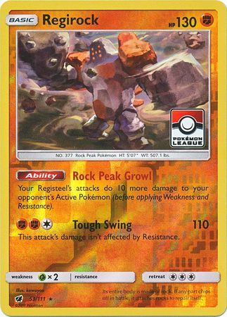 Regirock (53/111) (League Promo) [Sun & Moon: Crimson Invasion] | Amazing Games TCG