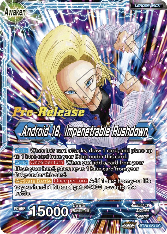 Android 18 // Android 18, Impenetrable Rushdown (BT20-023) [Power Absorbed Prerelease Promos] | Amazing Games TCG