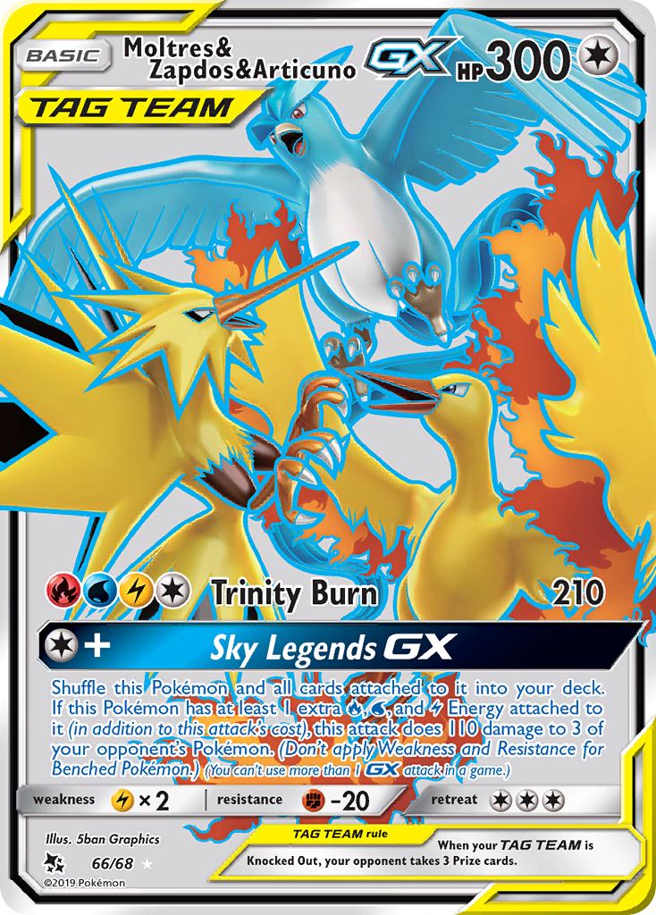 Moltres & Zapdos & Articuno GX (66/68) [Sun & Moon: Hidden Fates] | Amazing Games TCG