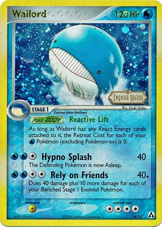 Wailord (14/92) (Stamped) [EX: Legend Maker] | Amazing Games TCG