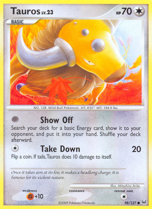 Tauros (98/127) [Platinum: Base Set] | Amazing Games TCG