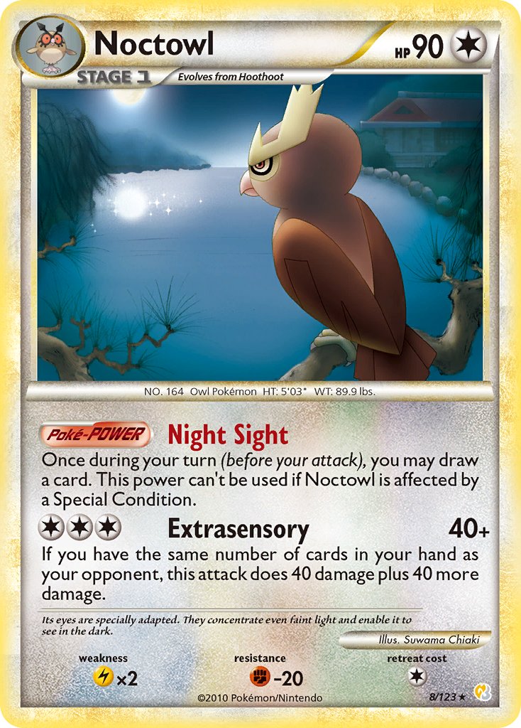 Noctowl (8/123) (Theme Deck Exclusive) [HeartGold & SoulSilver: Base Set] | Amazing Games TCG