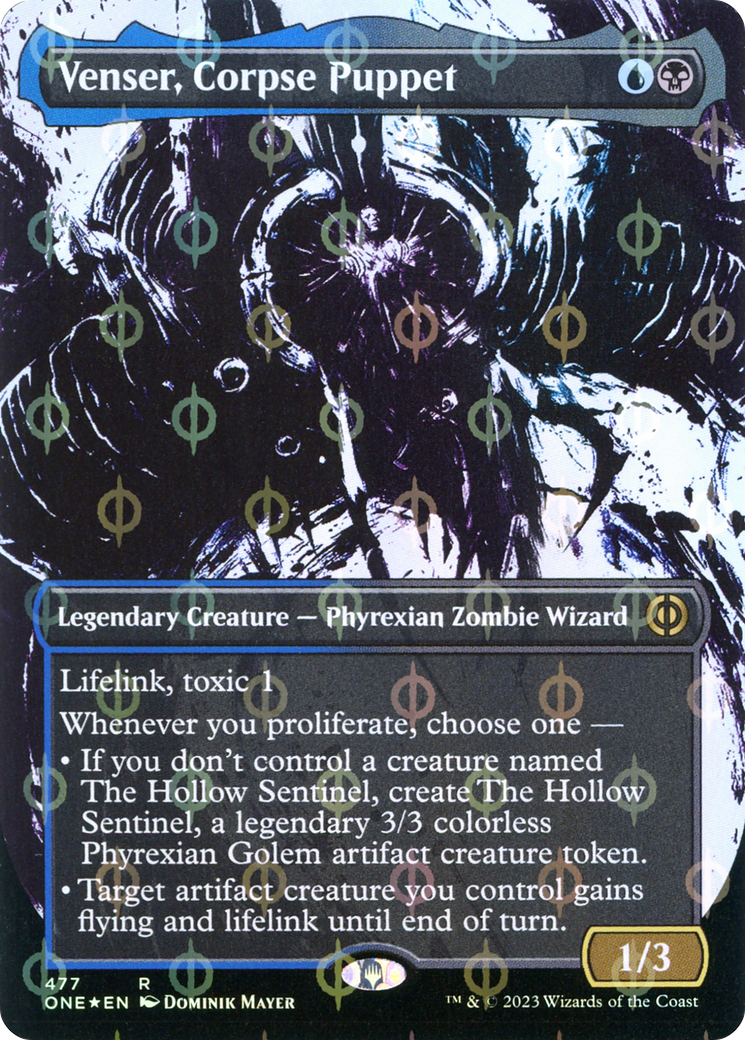 Venser, Corpse Puppet (Borderless Ichor Step-and-Compleat Foil) [Phyrexia: All Will Be One] | Amazing Games TCG