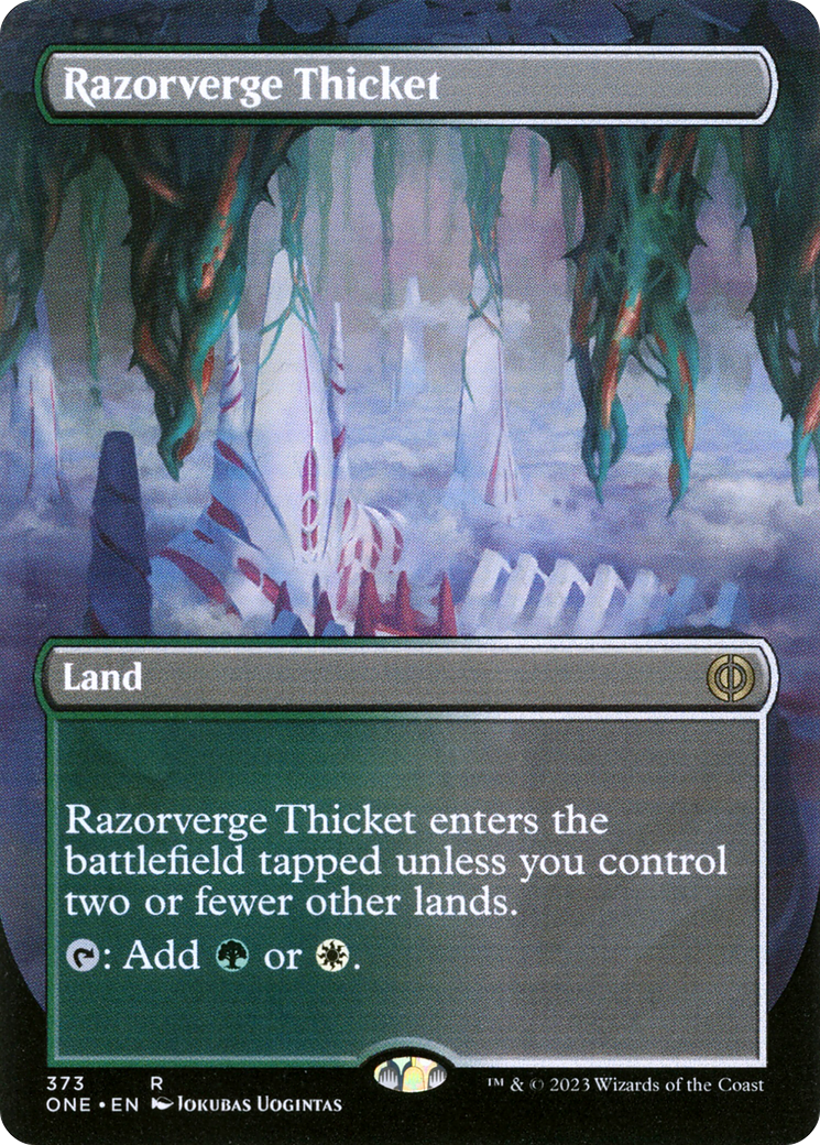 Razorverge Thicket (Borderless Alternate Art) [Phyrexia: All Will Be One] | Amazing Games TCG