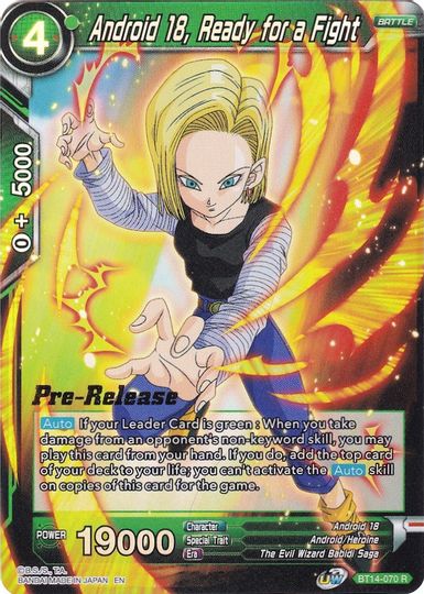 Android 18, Ready for a Fight (BT14-070) [Cross Spirits Prerelease Promos] | Amazing Games TCG