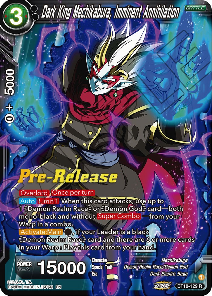 Dark King Mechikabura, Imminent Annihilation (BT18-129) [Dawn of the Z-Legends Prerelease Promos] | Amazing Games TCG