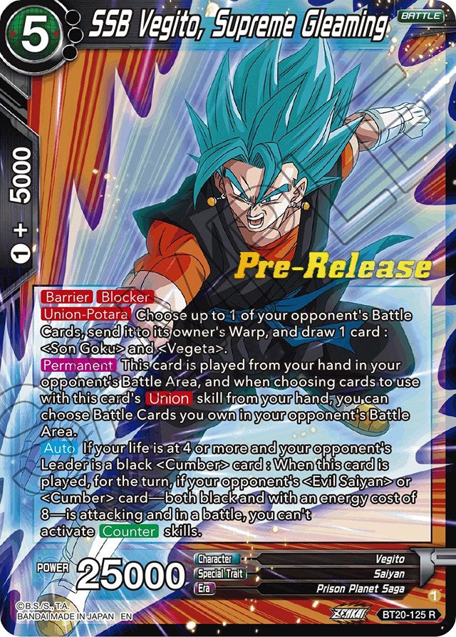 SSB Vegito, Supreme Gleaming (BT20-125) [Power Absorbed Prerelease Promos] | Amazing Games TCG