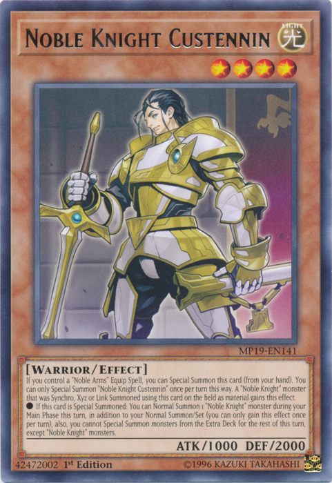 Noble Knight Custennin [MP19-EN141] Rare | Amazing Games TCG