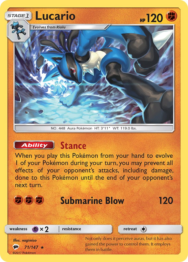 Lucario (71/147) (Theme Deck Exclusive) [Sun & Moon: Burning Shadows] | Amazing Games TCG