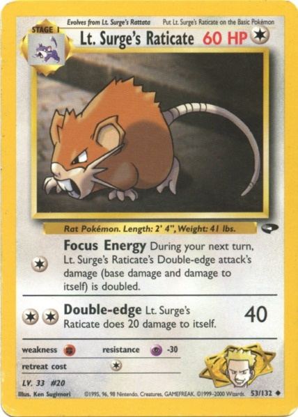 Lt. Surge's Raticate (53/132) [Gym Challenge Unlimited] | Amazing Games TCG