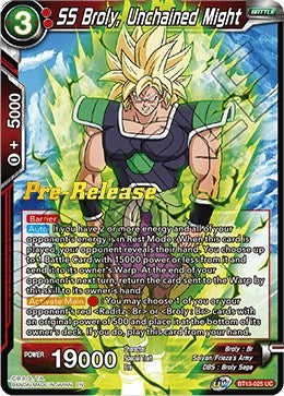 SS Broly, Unchained Might (BT13-025) [Supreme Rivalry Prerelease Promos] | Amazing Games TCG