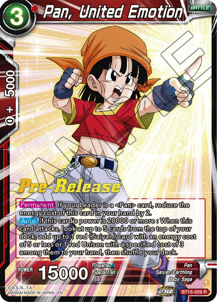 Pan, United Emotion (BT18-009) [Dawn of the Z-Legends Prerelease Promos] | Amazing Games TCG