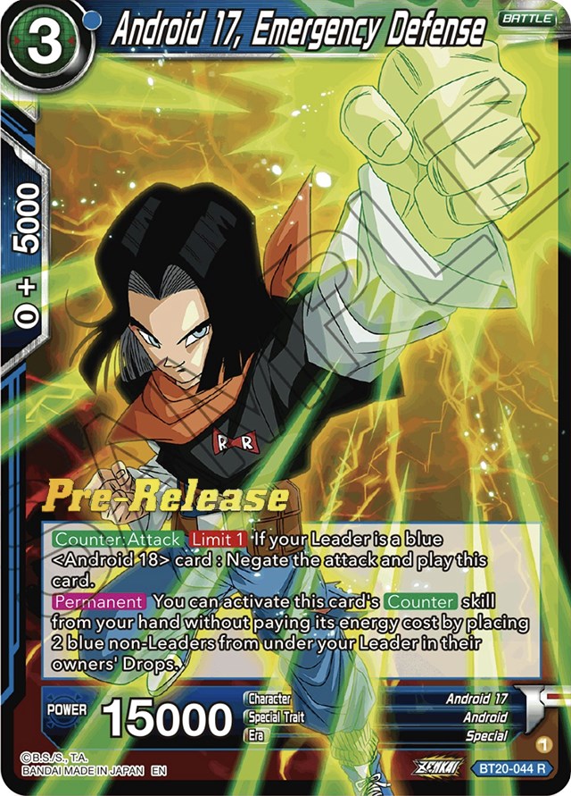 Android 17, Emergency Defense (BT20-044) [Power Absorbed Prerelease Promos] | Amazing Games TCG