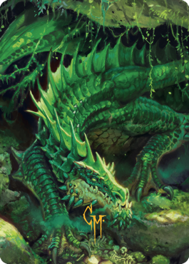 Lurking Green Dragon Art Card (Gold-Stamped Signature) [Commander Legends: Battle for Baldur's Gate Art Series] | Amazing Games TCG