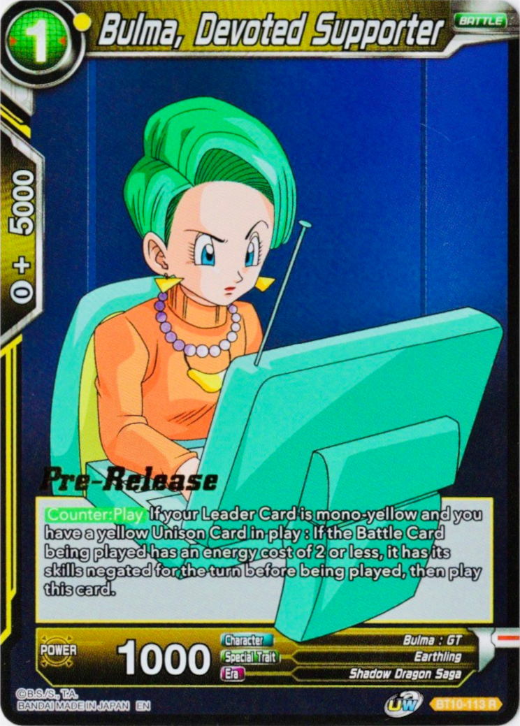 Bulma, Devoted Supporter (BT10-113) [Rise of the Unison Warrior Prerelease Promos] | Amazing Games TCG