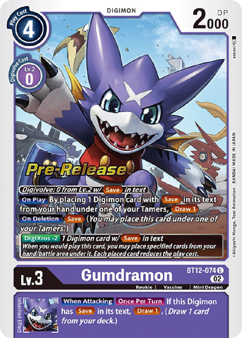 Gumdramon [BT12-074] [Across Time Pre-Release Cards] | Amazing Games TCG