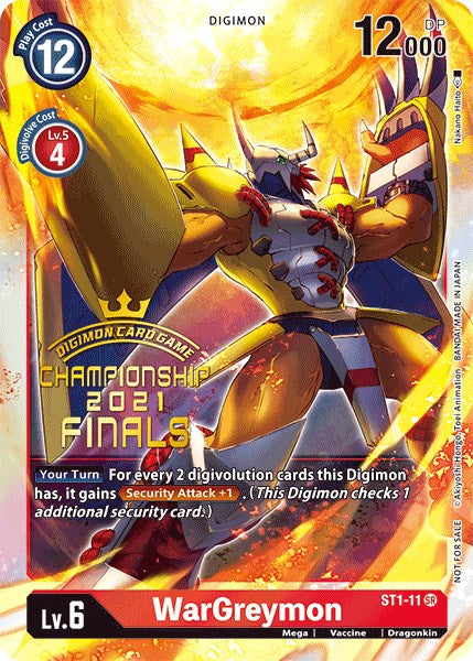 WarGreymon [ST1-11] (2021 Championship Finals Event Pack Alt-Art Gold Stamp Set) [Starter Deck: Gaia Red Promos] | Amazing Games TCG