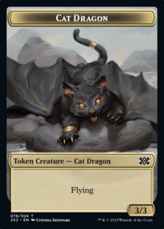 Cat Dragon // Soldier Double-sided Token [Double Masters 2022 Tokens] | Amazing Games TCG
