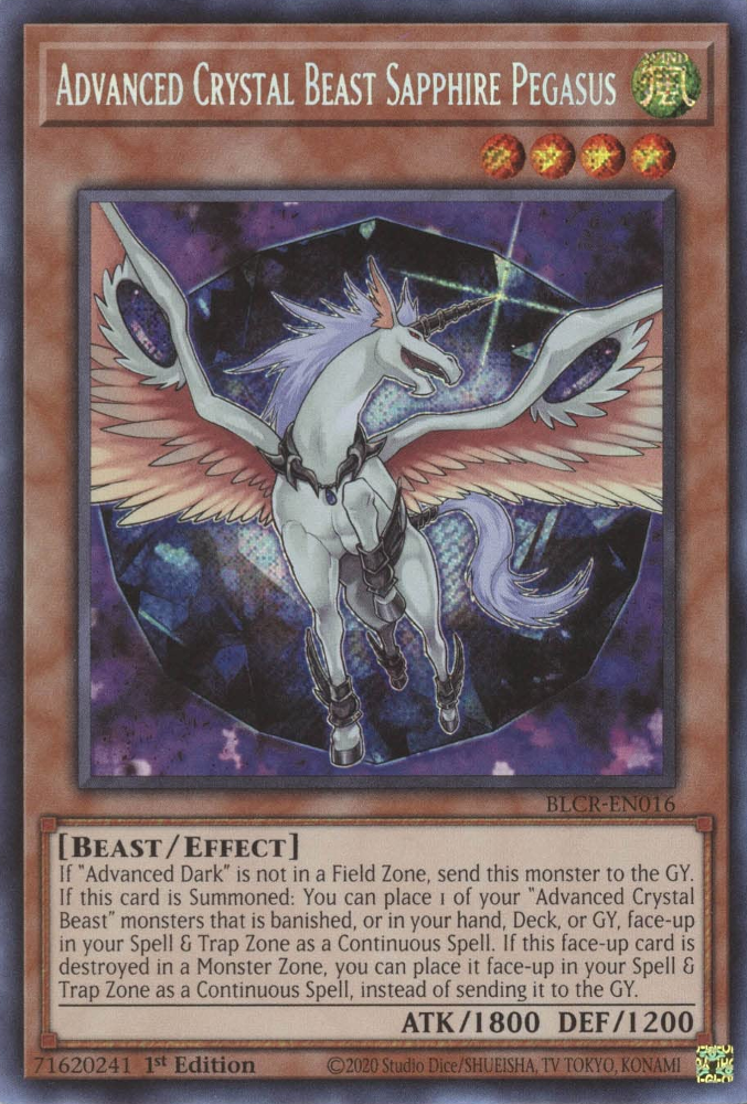 Advanced Crystal Beast Sapphire Pegasus [BLCR-EN016] Secret Rare | Amazing Games TCG