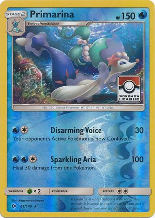 Primarina (41/149) (League Promo) [Sun & Moon: Base Set] | Amazing Games TCG