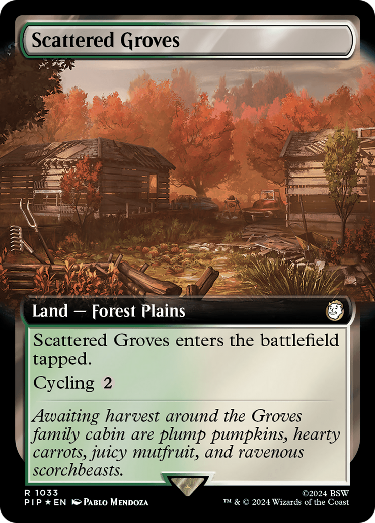 Scattered Groves (Extended Art) (Surge Foil) [Fallout] | Amazing Games TCG