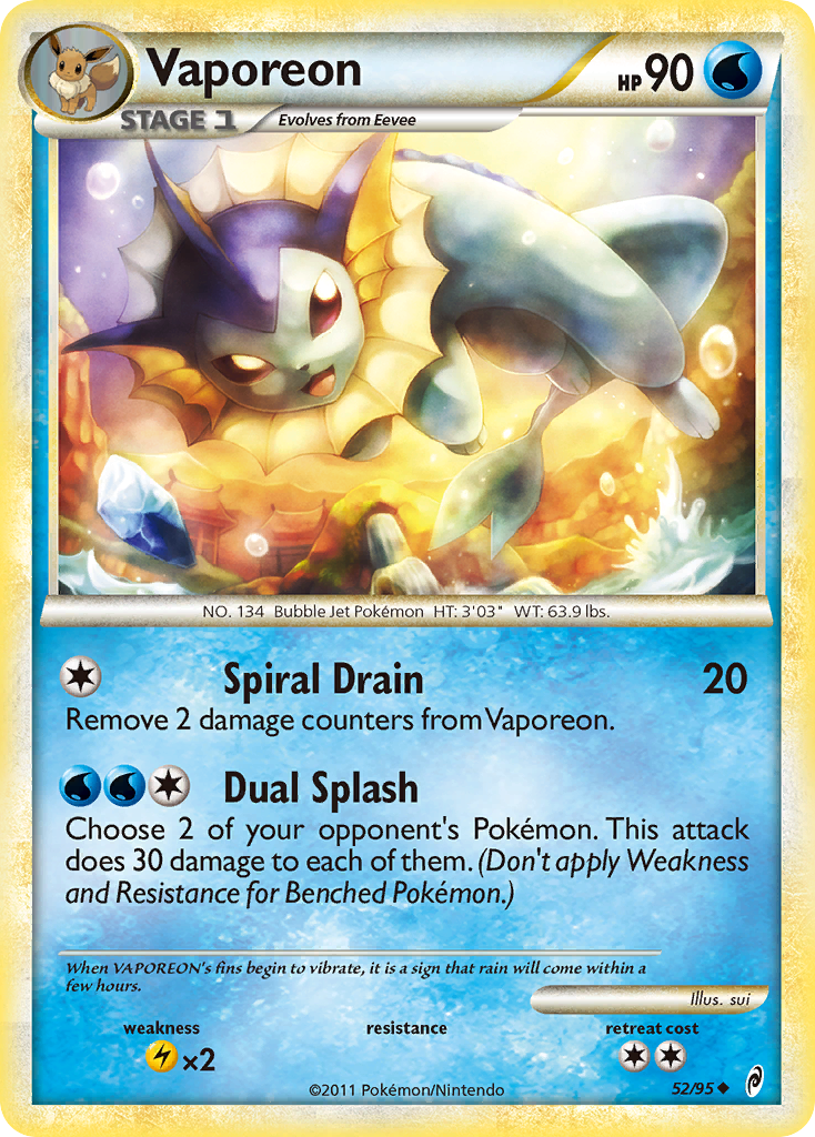 Vaporeon (52/95) [HeartGold & SoulSilver: Call of Legends] | Amazing Games TCG