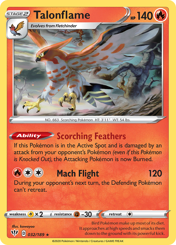 Talonflame (032/189) [Sword & Shield: Darkness Ablaze] | Amazing Games TCG