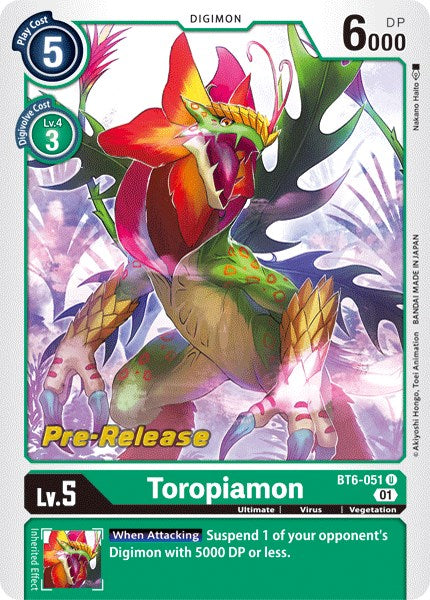 Toropiamon [BT6-051] [Double Diamond Pre-Release Cards] | Amazing Games TCG