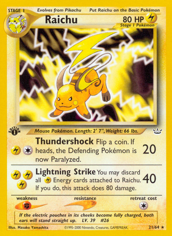 Raichu (21/64) [Neo Revelation 1st Edition] | Amazing Games TCG