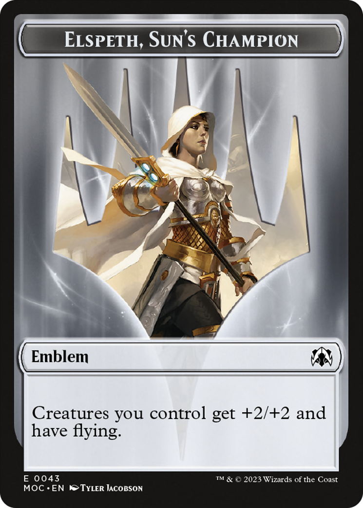 Warrior // Elspeth, Sun's Champion Emblem Double-Sided Token [March of the Machine Commander Tokens] | Amazing Games TCG