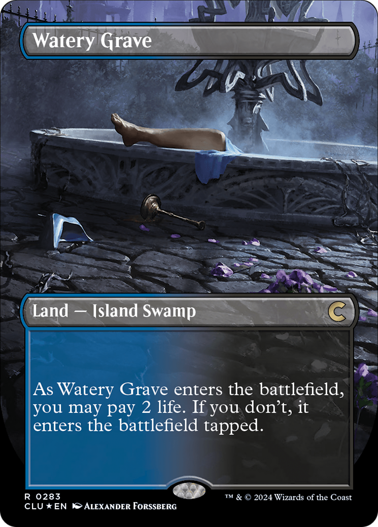 Watery Grave (Borderless) [Ravnica: Clue Edition] | Amazing Games TCG