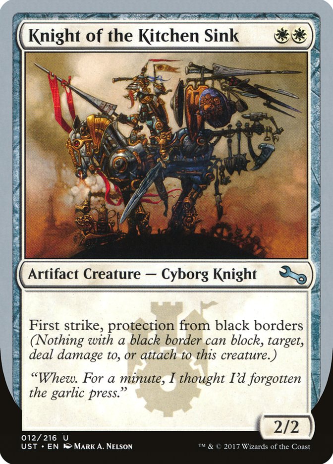 Knight of the Kitchen Sink ("protection from black border") [Unstable] | Amazing Games TCG