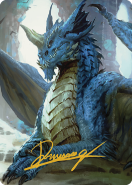 Young Blue Dragon Art Card (Gold-Stamped Signature) [Commander Legends: Battle for Baldur's Gate Art Series] | Amazing Games TCG