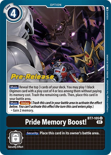 Pride Memory Boost! [BT7-105] [Next Adventure Pre-Release Cards] | Amazing Games TCG