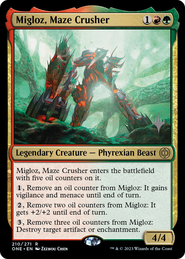 Migloz, Maze Crusher (Promo Pack) [Phyrexia: All Will Be One Promos] | Amazing Games TCG