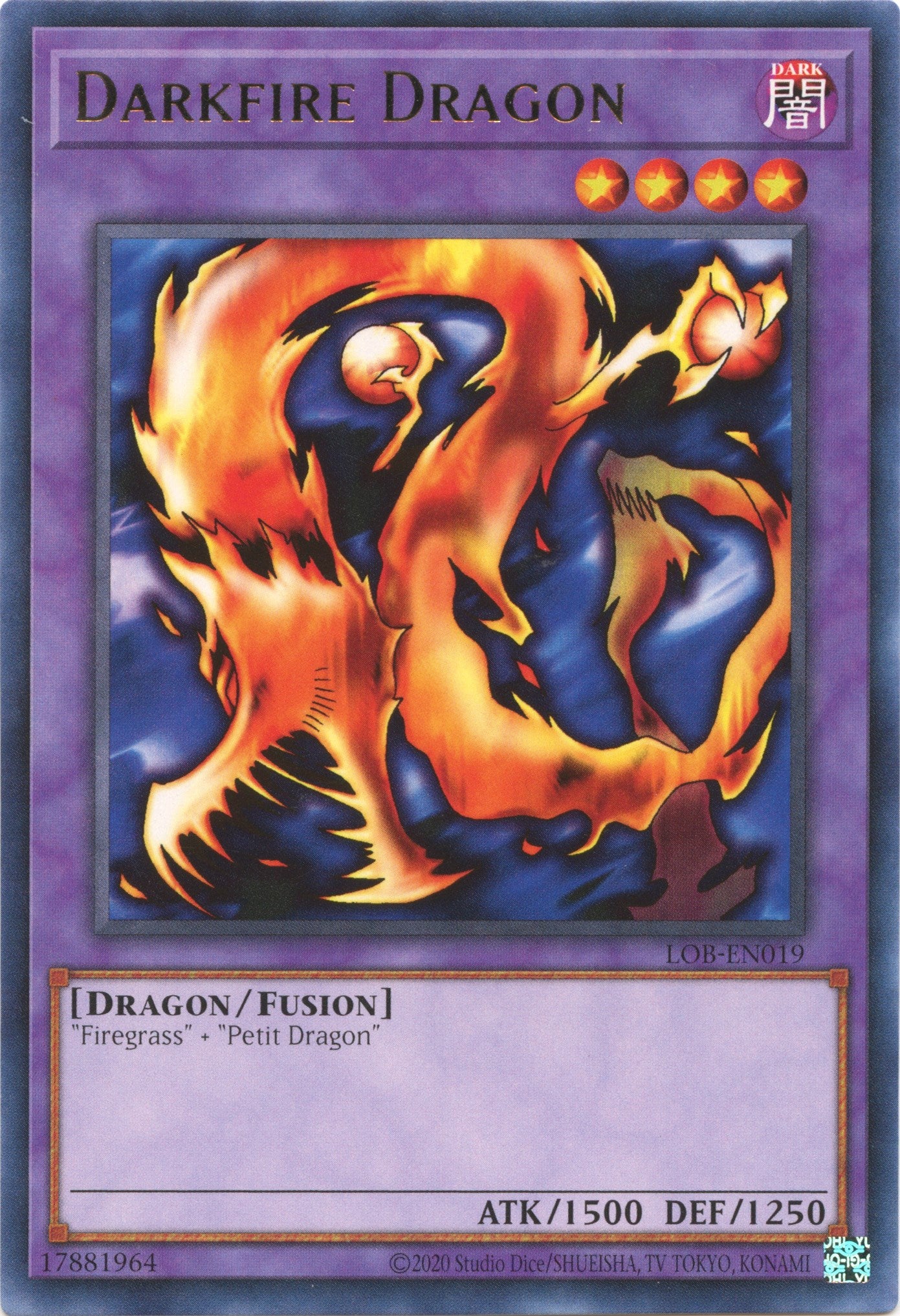 Darkfire Dragon (25th Anniversary) [LOB-EN019] Rare | Amazing Games TCG